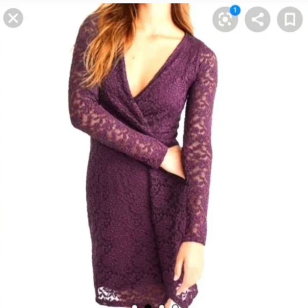 Abercrombie Long Sleeve Lace V Neck Dress NWT